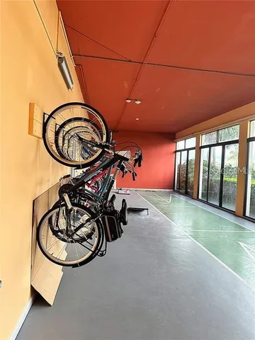 a view of a terrace with a garden