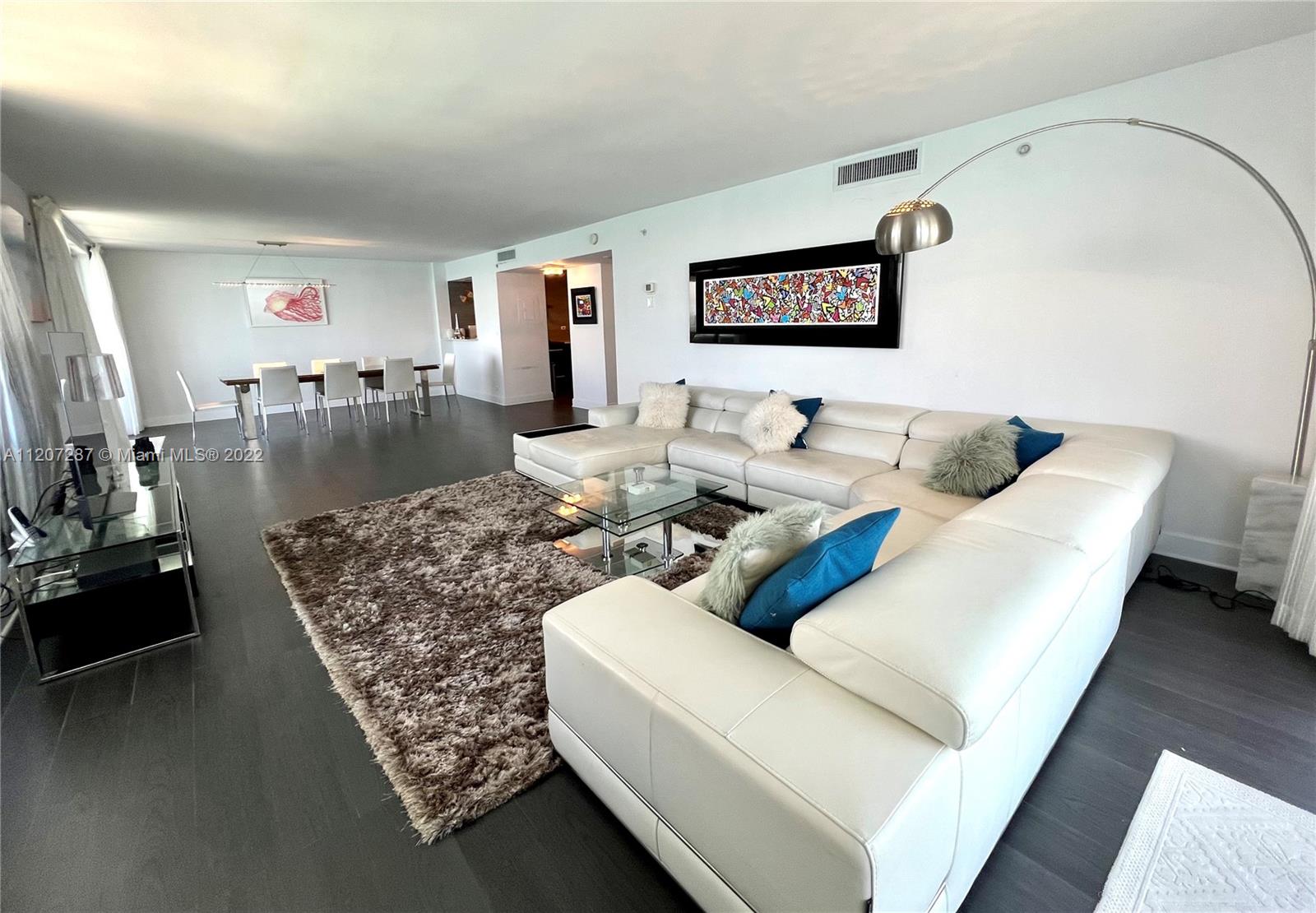 1500 Bay Road, Unit 1414S Miami Beach, FL 33139 - Photo 5 of 23 a living room with furniture and a flat screen tv