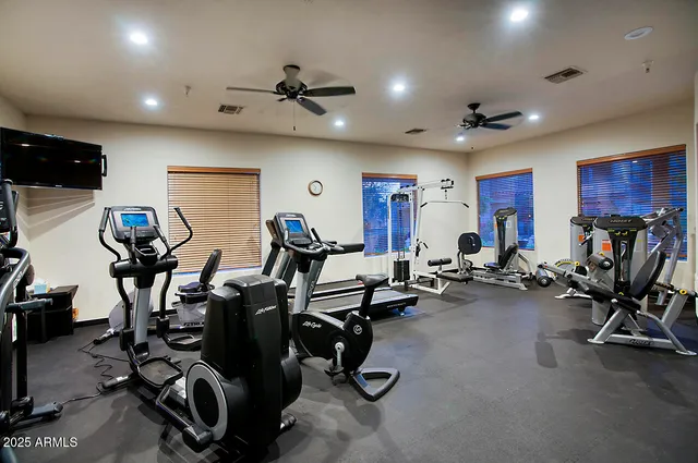 a view of a room with gym equipment