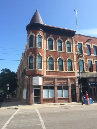 a front view of a building