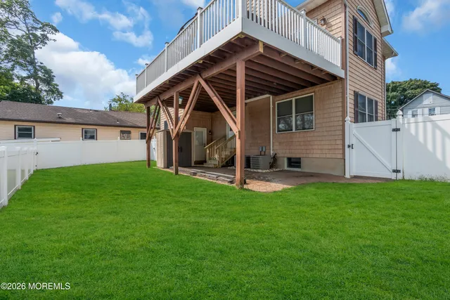 a view of a porch with a backyard