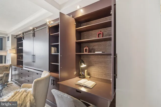 a room with a mirror