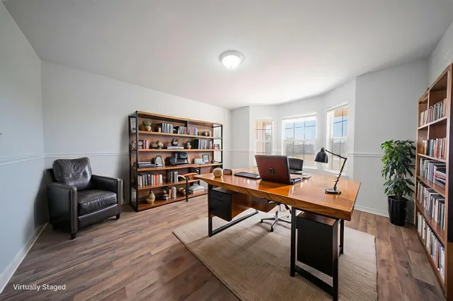 a workspace with furniture