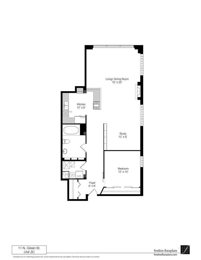 11 North Green Street, Unit 3CD Chicago, IL 60607 - Photo 37 of 40 a picture of a floor plan