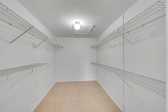 a view of a room with racks on the wall