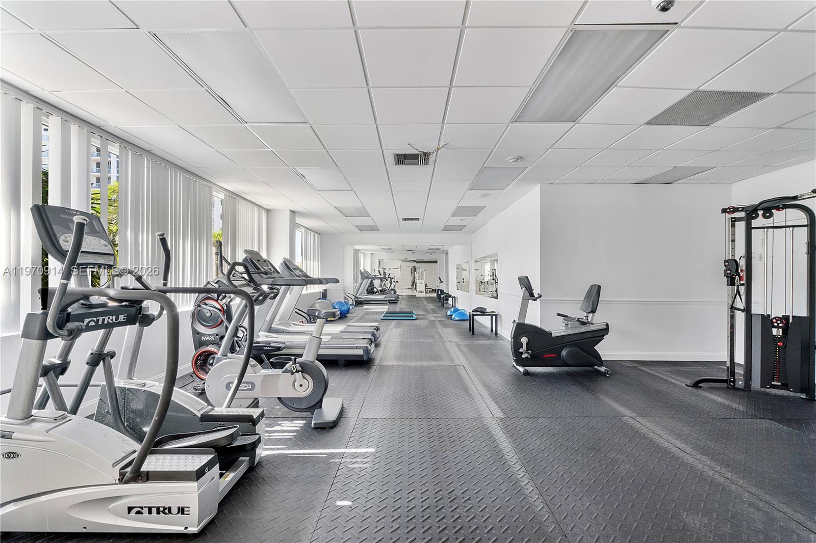 336 North Birch Road, Unit PH Fort Lauderdale, FL 33304 - Photo 33 of 68 a living room with lots of gym equipment and a view of living room