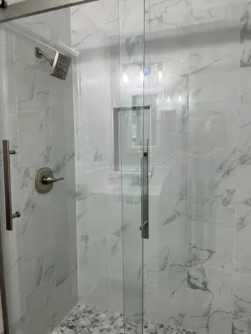 a bathroom with a shower