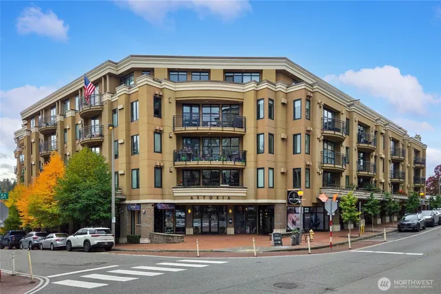a front view of a building with street view