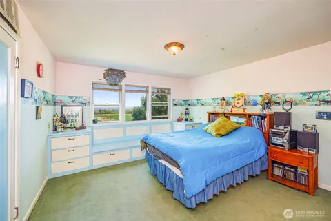 a bedroom with bed and window