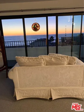 a living room with a large window