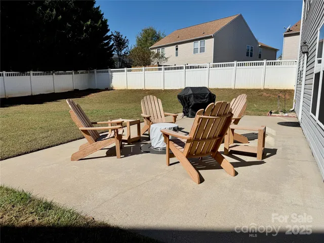 a view of a terrace with chairs