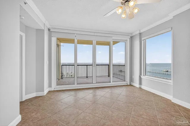 a view of a lake from a yard