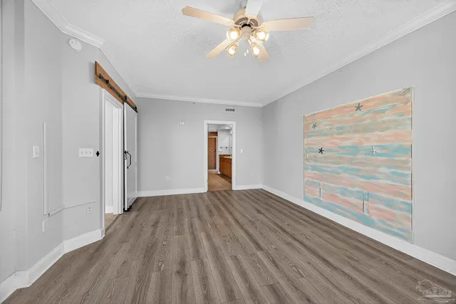 a view of a balcony from door