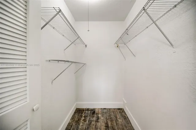 a view of a room with racks on the wall