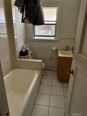 a bathroom with a bathtub
