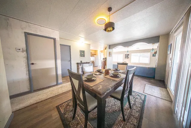 a view of a dining room and livingroom view