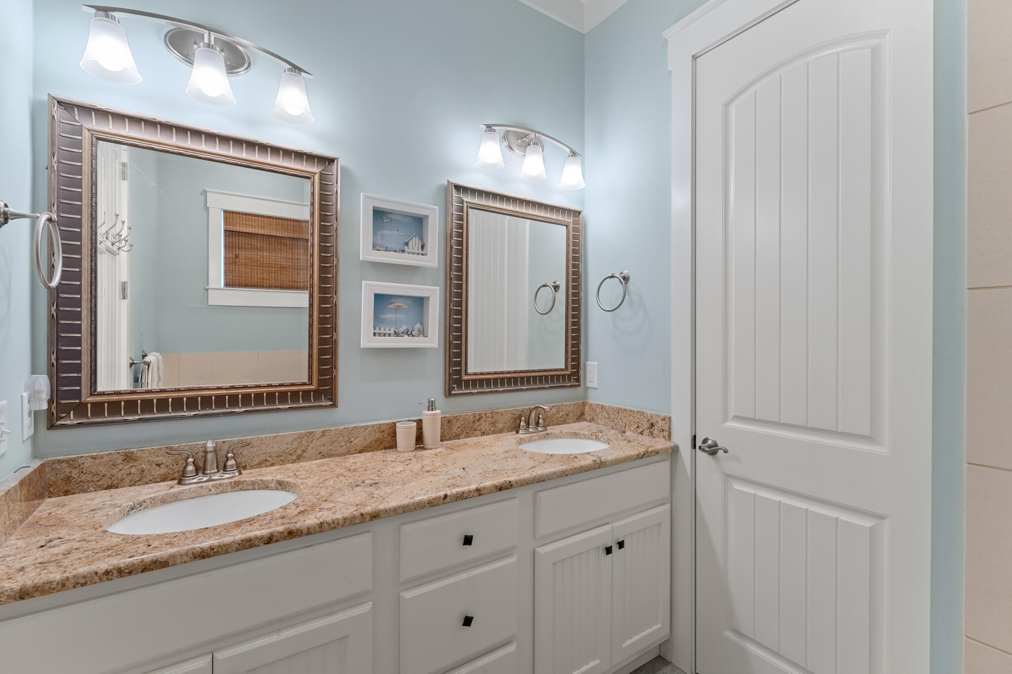 119 West Lifeguard Loop Inlet Beach Inlet Beach, FL 32461 - Photo 21 of 75 a bathroom with a granite countertop double vanity sink and a mirror