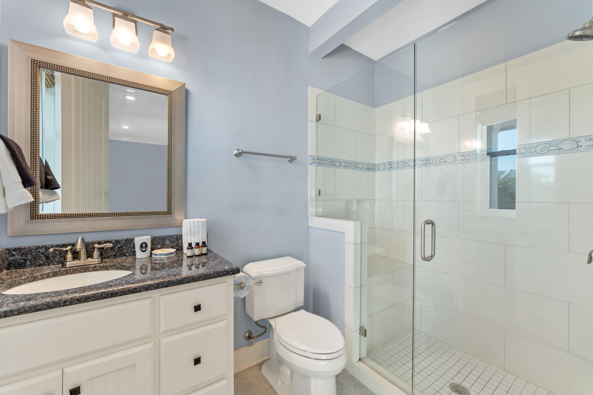 119 West Lifeguard Loop Inlet Beach Inlet Beach, FL 32461 - Photo 40 of 75 a bathroom with a granite countertop sink toilet and shower