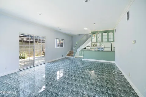 an empty room with windows