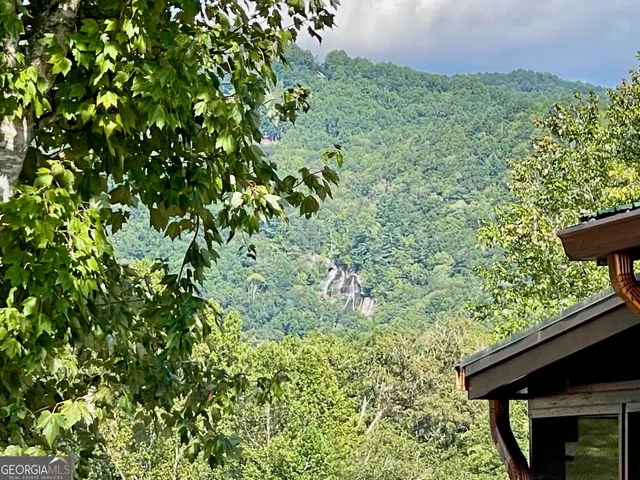 an aerial view of a house with a garden