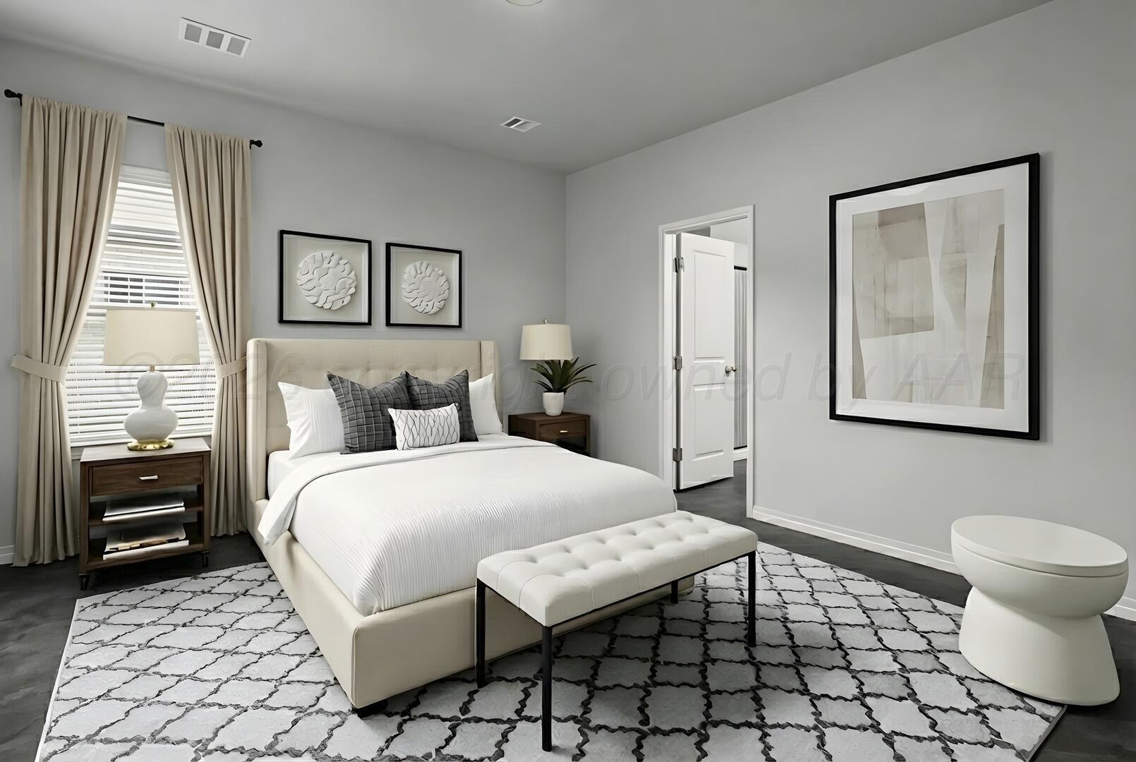 10311 Ruse Street Amarillo, TX 79118 - Photo 11 of 29 a bedroom with a bed and a lamp on dresser