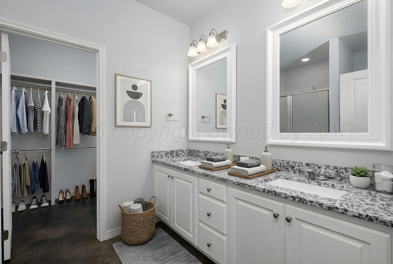 10311 Ruse Street Amarillo, TX 79118 - Photo 14 of 29 a bathroom with a granite countertop sink and a mirror