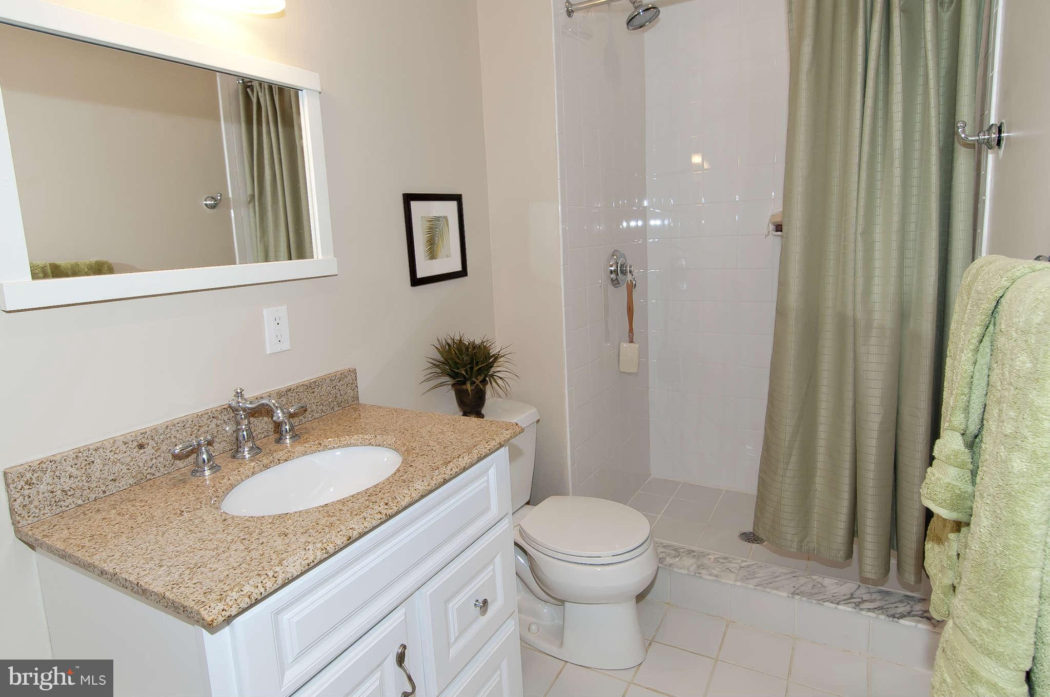 8407 Old Georgetown Road Bethesda, MD 20814 - Photo 24 of 30 a bathroom with a granite countertop sink and a mirror
