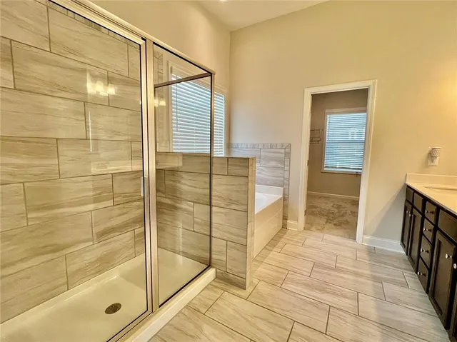a bathroom with shower