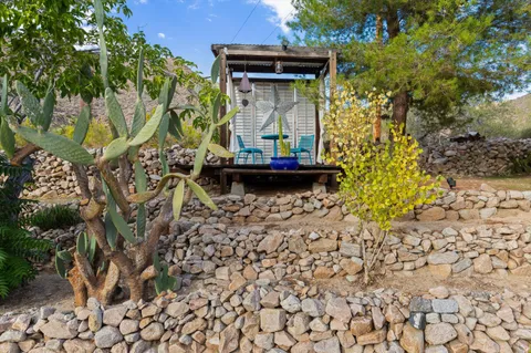 a view of a balcony with an outdoor space