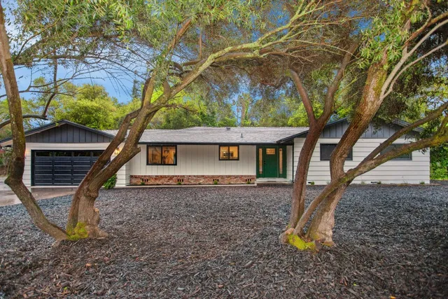 a house that has a tree in front of it