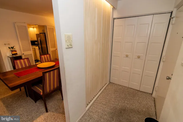 a view of a hallway with elevator