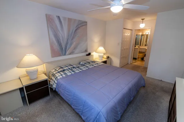 a bed room with a bed and furniture