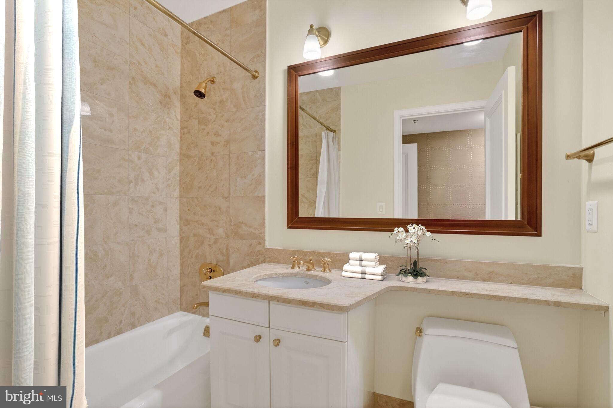 1111 23rd Street Northwest, Unit 2B Washington, DC 20037 - Photo 14 of 22 a bathroom with a sink and a mirror
