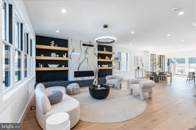 a workspace with furniture and window