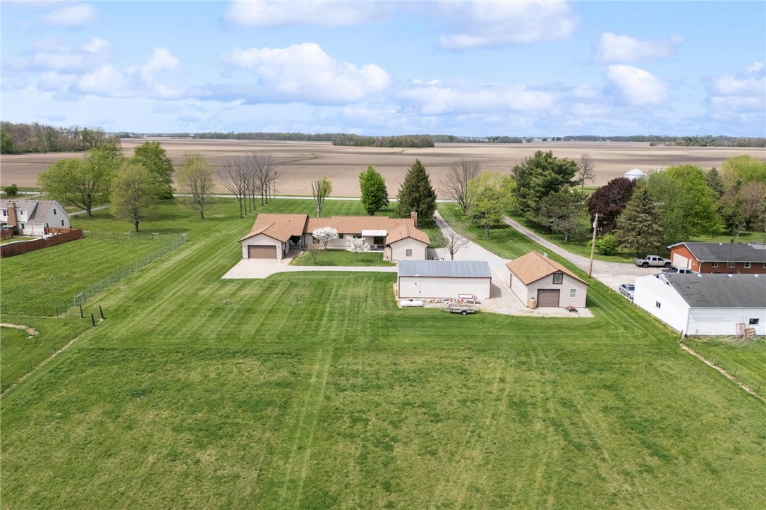 4971 Lackey Road Cedarville, OH 45314 - Photo 68 of 79 This aerial view showcases a peaceful rural property with expansive grounds and multiple structures.