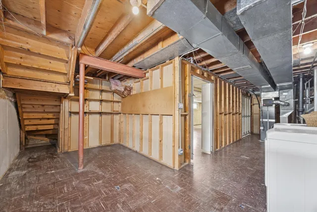 a view of an empty room with a glass door