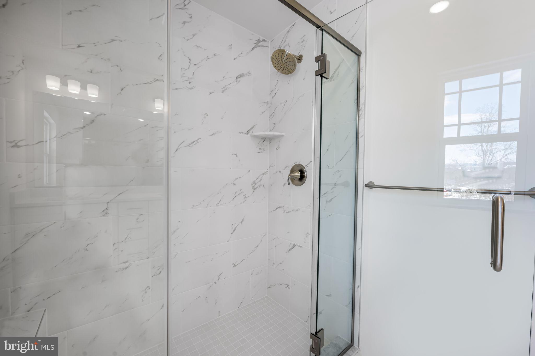 3756 Davis Corner Road Street, MD 21154 - Photo 36 of 50 Sleek modern shower with elegant marble tiles.
