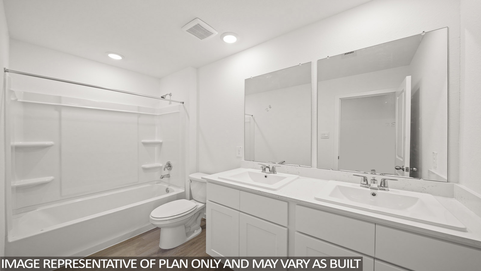 176 Baby Calf Roping Road Jarrell, TX 76537 - Photo 18 of 23 Full bathroom with double vanity, shower / washtub combination, and light wood-type flooring