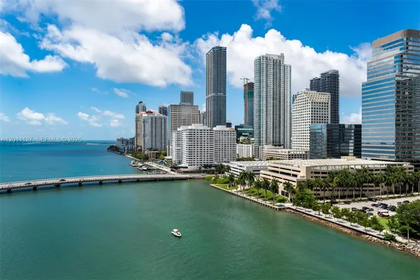 a view of a city with tall buildings