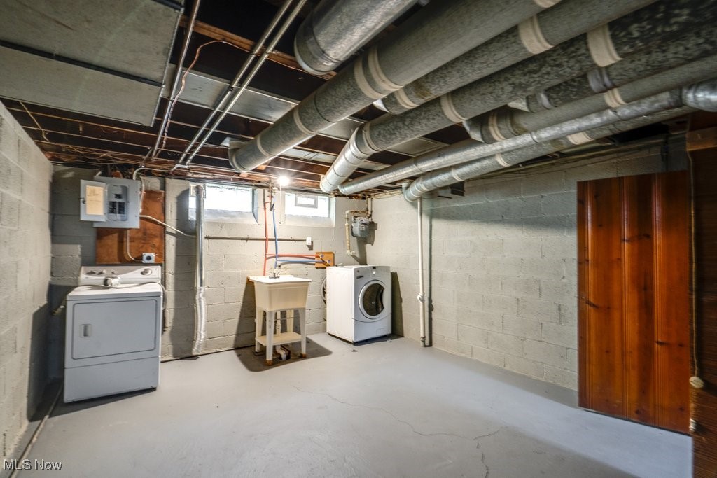 4237 Verona Road Cleveland, OH 44121 - Photo 37 of 41 Below grade area with electric panel and washer and dryer