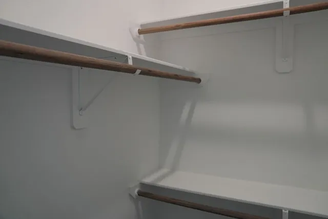 a close up view of racks on the wall