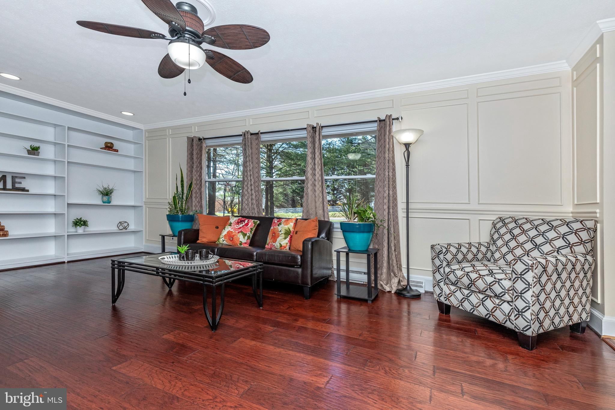 Main Floor Living Room with built-in shelving