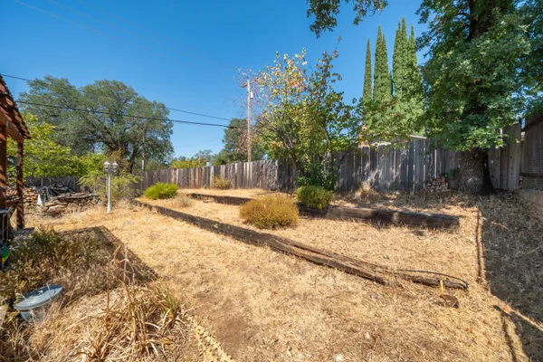 a view of a yard with trees