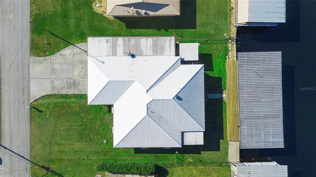 an aerial view of a house