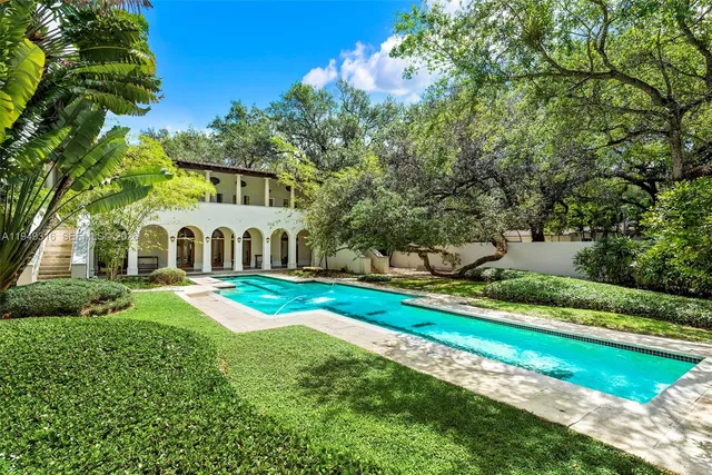 a view of a ground with a trees