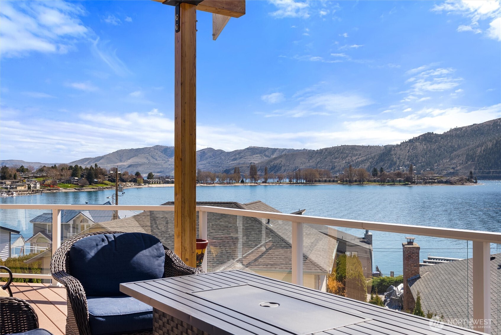 563 Topaz Place Manson, WA 98831 - Photo 9 of 38 a view of roof deck with lake view and mountain view