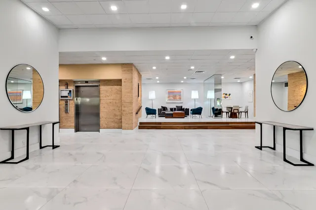 a view of a room with gym equipment