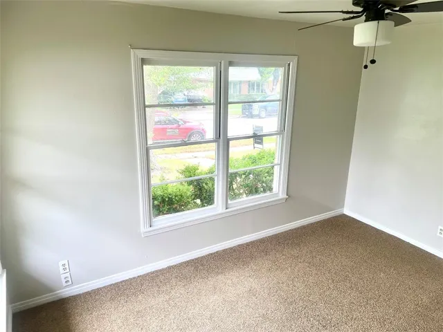 an empty room with a door