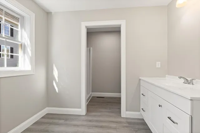 a view of vanity and a window