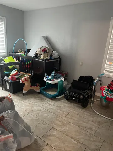 a garage with a car parked car